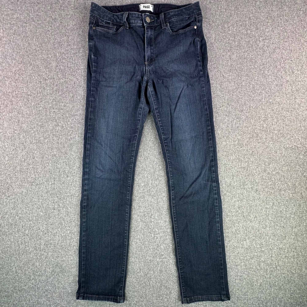 Paige Jeans Women 31 Hoxton Straight Mona Dark Blue Stretch Denim Made in USA